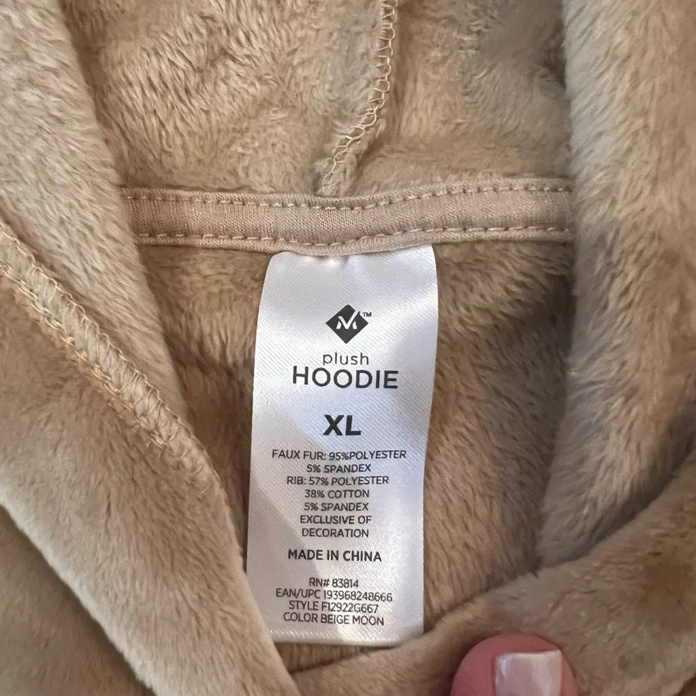 Member's Mark Womens Plush Hoodie Beige Moon XL